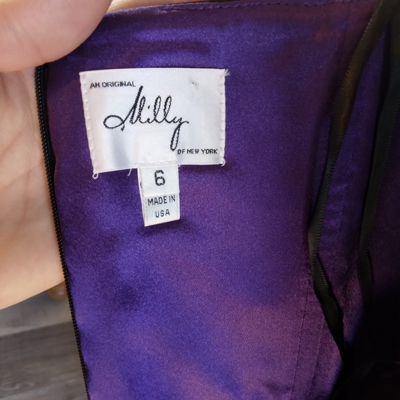 Vintage Milly of New York Black Tuxedo Strapless Wool/Silk Sexy Mini Dress Sz. 6 - Picture 8 of 9